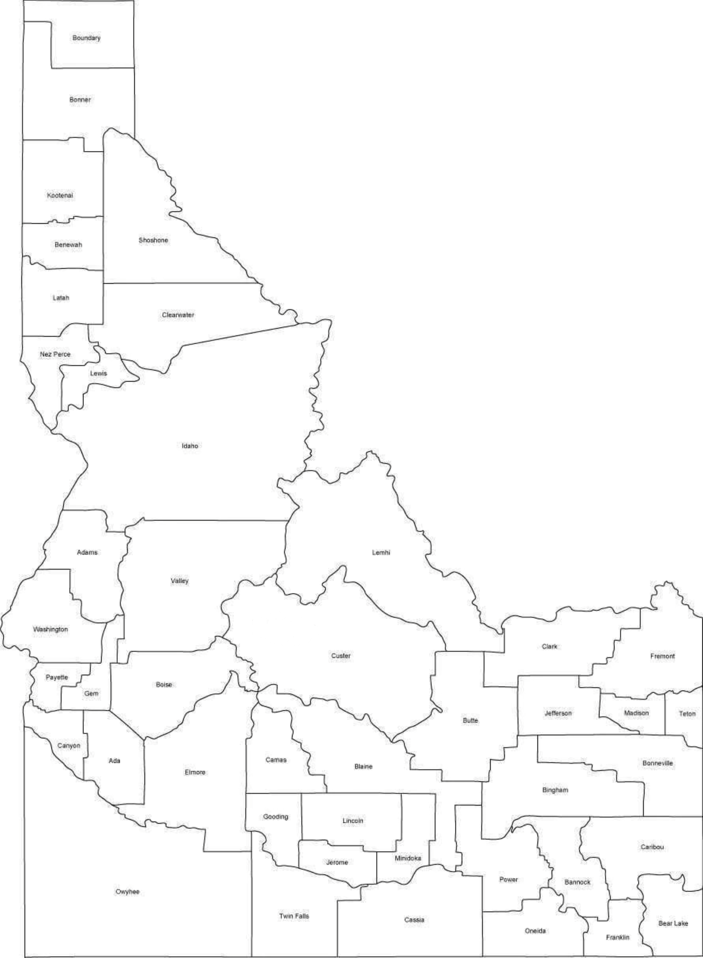 Idaho county map