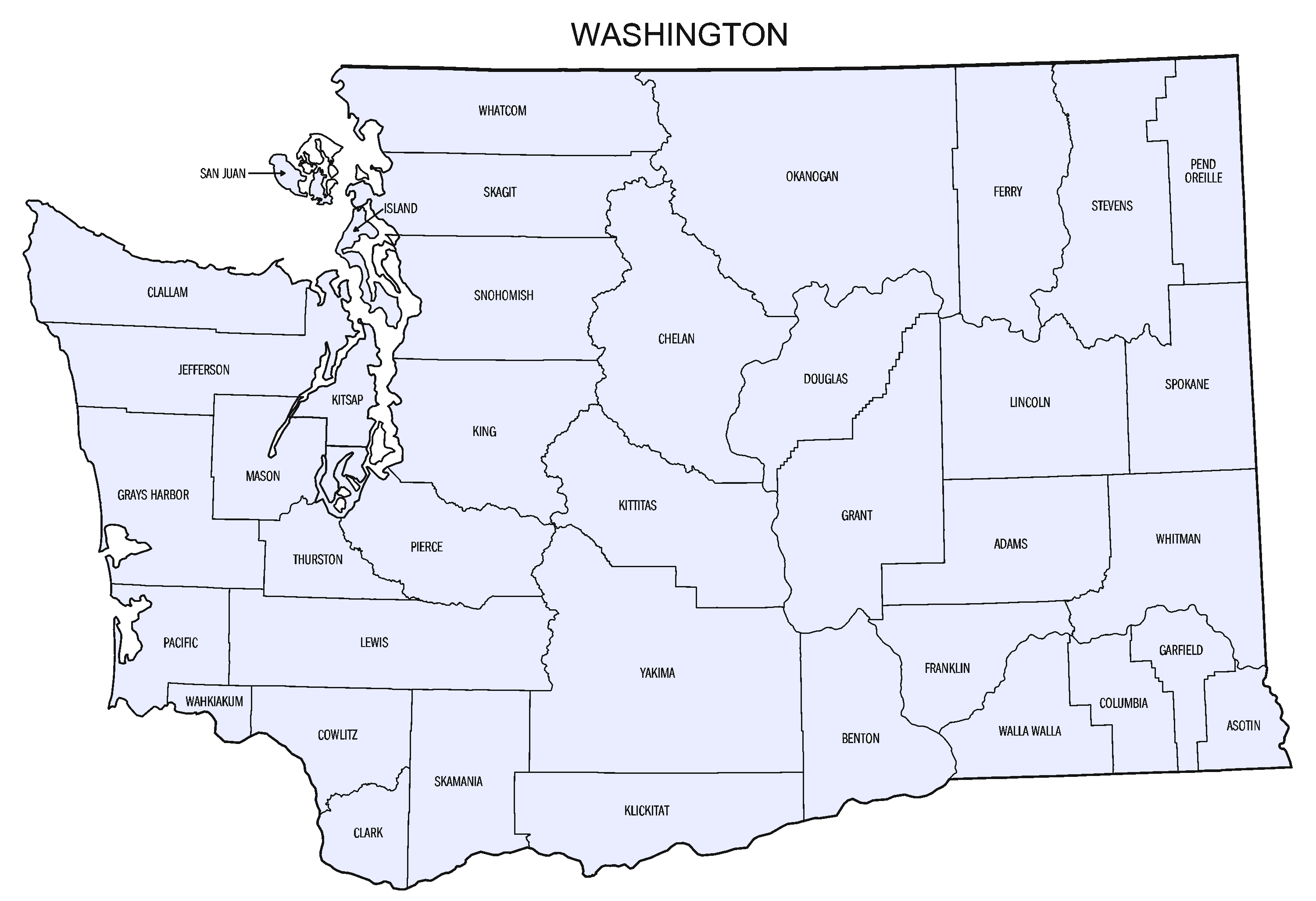 Washington state county map