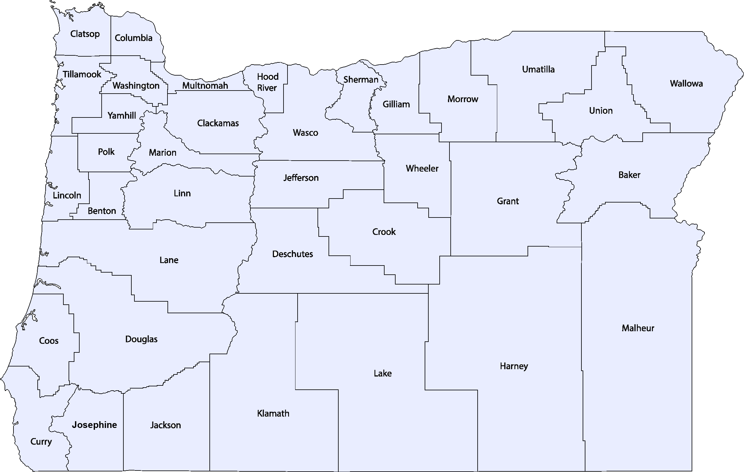Oregon state county map